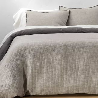 Bedding : Target Light Gray Bedding, Cream And Grey Bedroom, Charcoal Bedding, Gray Bedding, Textured Duvet, Top Of Bed, Textured Top, Duvet Bedding Sets, Linen Duvet Covers