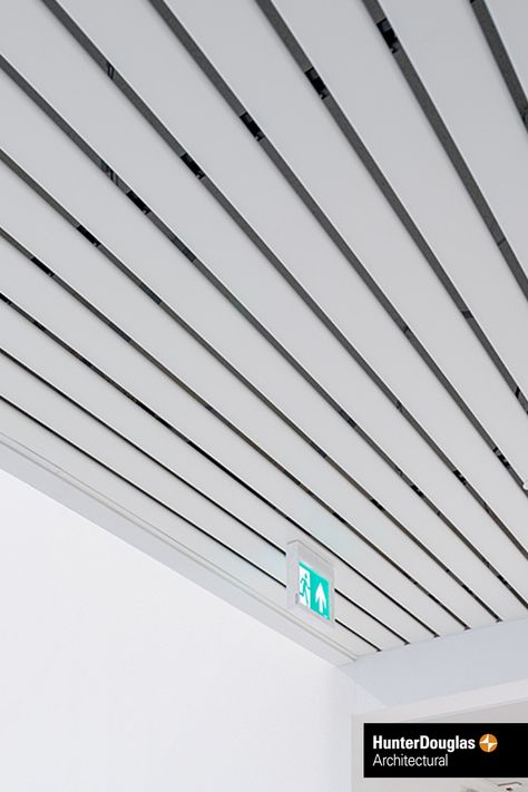 84R Linear Ceiling. Known for its fluid lines, versatility, and easy installation, The Linear Open 84R Ceiling System creates a rounded linear aesthetic. Offered in a variety of colors and finishes with perforation patterns for enhanced acoustic performance.  #architecture #architect #archilovers #architecturelovers  #hunterdouglas #interiordesign #ceiling #aluminium Performance Architecture, Linear Aesthetic, Aluminium Ceiling, Metal Ceilings, Baffle Ceiling, Basement Living, Gypsum Ceiling, Apartment Loft, Open Ceiling