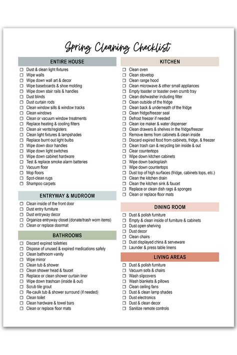 Spring Cleaning Checklist - Free Customizable Printable List Included Cleaning Checklist Printable Free, Spring Cleaning List, Cleaning Checklist Printable, Deep Cleaning Checklist, Deep Cleaning House, Cleaning Schedule Printable, Cleaning Mold, Clean Fridge, Cleaning Blinds