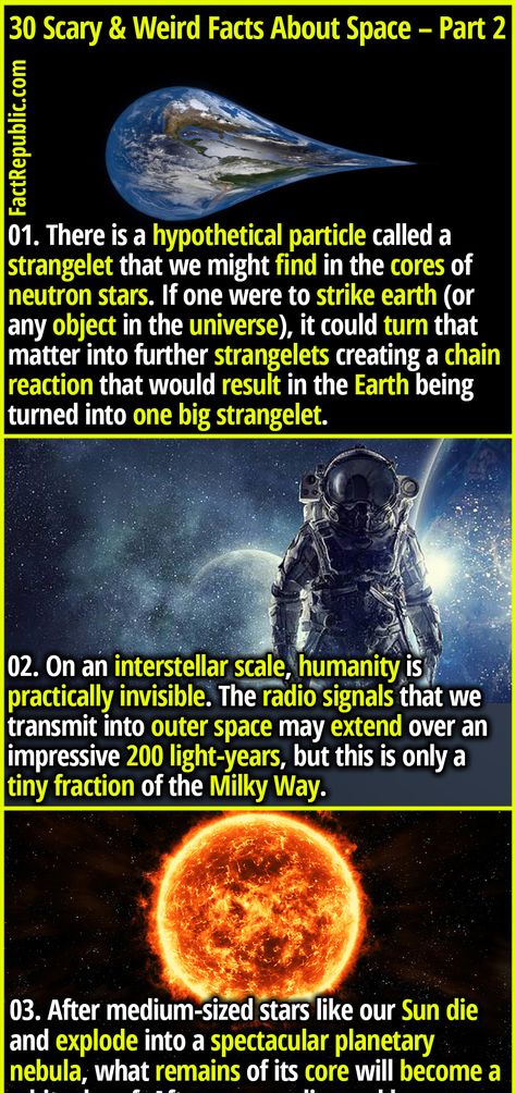 30 Scary & Weird Facts About Space - Part 2 - Fact Republic Outer Space Facts, Facts About Space, Solar System Facts, Quantum Physics Spirituality, Star Facts, Astronomy Facts, Fact Republic, Science Fact, Neutron Star