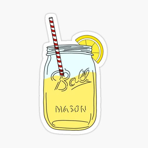 Lemonade Drawing, Lemonade Mason Jar, Mason Jar Stickers, Sketch Aesthetic, Jar Stickers, Drawing Simple, Cookie Ideas, Mason Jar, Lemonade