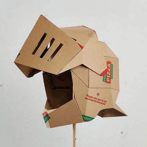 knight helmet or close helmet made out of cardboard. Craft 2502. #cardboard #craft Cardboard Knight Helmet, Knight Helmet Template, Cardboard Knight, Helmet Template, Cardboard Art Sculpture, Cardboard Mask, Knight Helmet, Cardboard Craft, Paper Art Sculpture