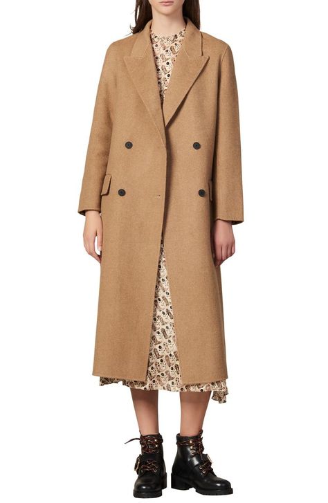 The 15 Best Camel Coats on the Market | Who What Wear Long Camel Coat, Double Breasted Coat Women, Camel Coat Outfit, Camel Wool Coat, Wool Wrap Coat, Capsule Wardrobe Work, Beige Coat, Long Coat Women, Wool Trench Coat