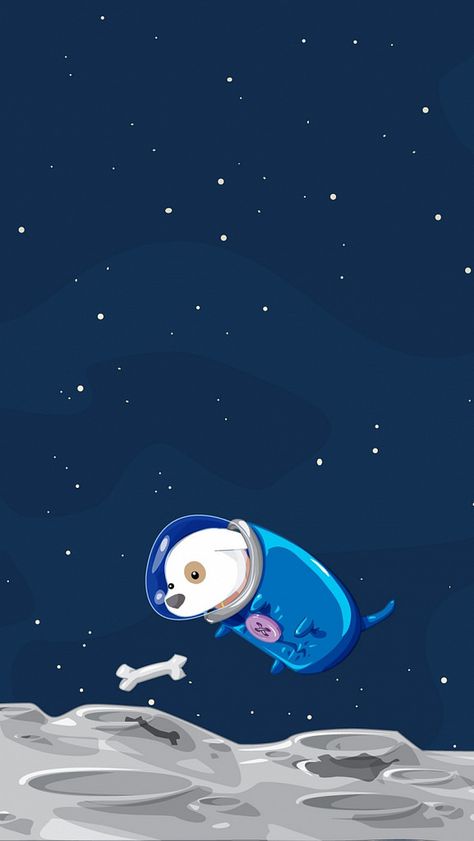 Dog In Space Drawing, Space Dog Illustration, Computer Wallpaper Funny, Animals In Space, Dog In Space, Space Dogs, Dog Space, Space Iphone Wallpaper, Wallpaper Dog