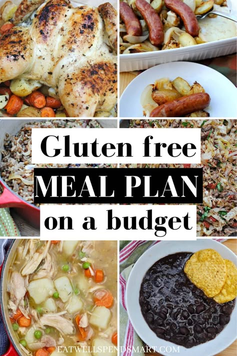 Beginner Gluten Free Meal Plan, Cheap Meals Gluten Free, Gluten Free Grocery List Meal Planning, Gluten Free Weekly Meal Plan, Gf Df Meal Prep, Gluten Free Meal Planning, Cheap Gluten Free Meals, Gluten Free Diet Meal Plan, Gluten Free Menu Planning