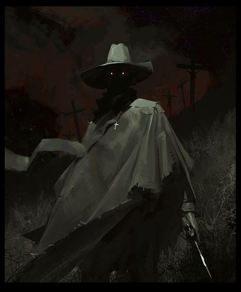 Apocalypse by Oliver Odmark - Paintable is bringing you some of the spookiest digital paintings that will get you into the Halloween spirit and inspire your next masterpiece. Get out your tablet open your Photoshop or Procreate and start painting. Digital Painting Inspiration - Paintable.cc gallery #digitalart #digitalpainting #halloweenart Cloak Drawing Reference, Hsr Oc, Phone Paper, Aesthetic Prints, 다크 판타지, Male Character, Cowboy Art, Original Characters, Arte Inspo