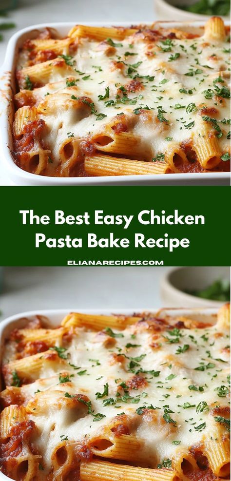 "Looking for a deliciously simple weeknight meal? This easy chicken pasta bake recipe is bursting with flavor and comes together quickly, making it perfect for busy family dinners everyone will love. Easy Chicken Dinner Oven Baked, Chicken Marinara Pasta Bake, Fast And Easy Chicken Dinners, Pasta Quick Recipes, Baked Chicken Penne Pasta, Easy Bake Pasta, Italian Chicken Pasta Bake, Baked Chicken Pasta Recipes Easy, Chicken Pasta Oven Bake