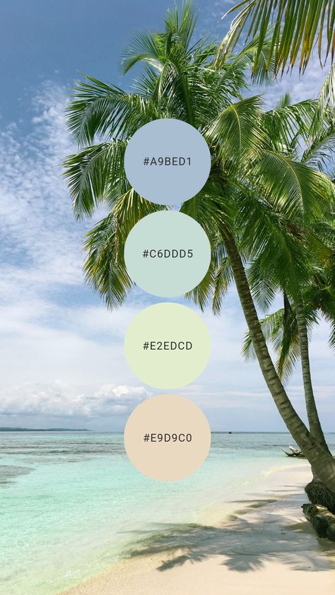 Jump into these sun-bleached tropical tints of mango, lime, turquoise, and blue. Try them in the bathroom, laundry room, kids / play room, or guest room. #colourpalette #colorpalette #colour #color #palette #pastels #chalky #tropical #light Tropical Summer Color Palette, Tropical Chic Color Palette, Tropical Pastel Color Palette, Tropical Oasis Aesthetic, Tropical Color Palette Colour Schemes, Hawaiian Color Palette, Tropical Beach Color Palette, Tropical Colour Palette, Hawaii Color Palette