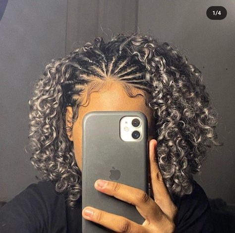 Little Crowners - Little Crowners added a new photo. Short Curly Hair With Braids On Top, Half Head Braids Natural Hair, Braided Hairstyles For Short Curly Hair, Braids Underneath Hair, Braids In Front Curls In Back, Tyla Hairstyles, Children Hairstyles, Curly Braided Hairstyles, Rubber Band Hairstyles