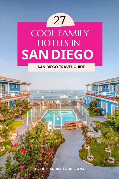 Our guide to the coolest kid-friendly hotels in San Diego. From stylish San Diego family resorts to hip, boutique hotels, and unique Airbnbs, we have it covered. Unique Airbnbs, San Diego Resorts, San Diego Kids, Resorts For Kids, Kid Friendly Resorts, San Diego Hotels, Seaworld San Diego, San Diego Vacation, San Diego Travel