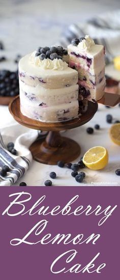 Lemon Blueberry Cake, Homemade Buttercream Frosting, Cheesecake Mini, Blueberry Lemon Cake, Blueberry Desserts, Summer Cakes, Blueberry Cake, Blueberry Recipes, Lemon Desserts