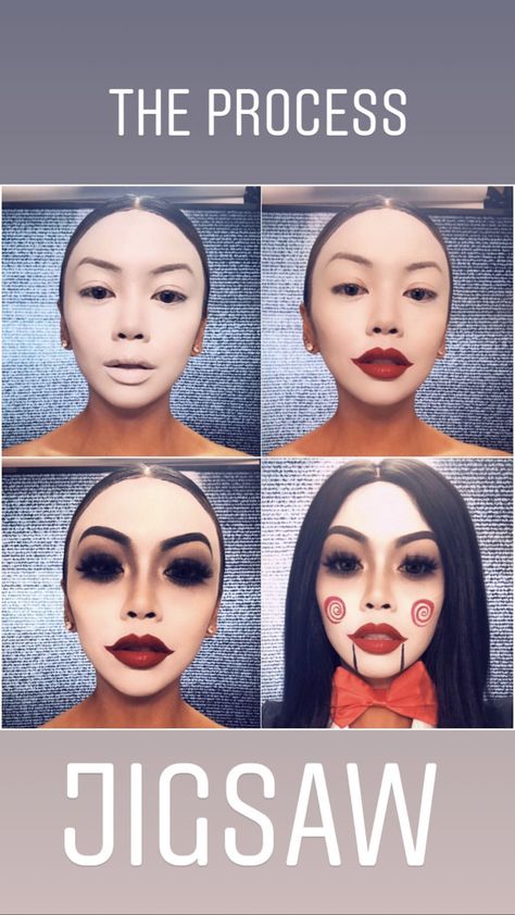 Saw Halloween Costume, Annabelle Horror, Jigsaw Makeup, Jigsaw Costume, Jigsaw Halloween, Saw Halloween, Halloween Costumes Women Scary, Halloween Costumes Women Creative, Creepy Halloween Costumes