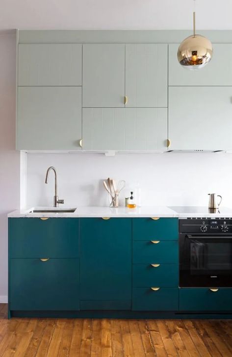 Color Ideas for the Kitchen: Dark Teal Cabinets | Apartment Therapy Teal And Green Kitchen, Teal Blue Kitchen Cabinets, Kitchen Teal Cabinets, Dark Teal Kitchen Cabinets, Dark Teal Cabinets, Teal Cupboards, Turquoise Kitchen Cabinets, Teal Kitchen Cabinets, Teal Cabinets