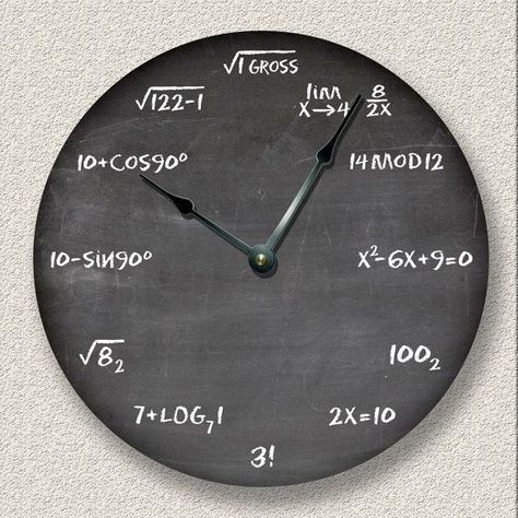 Math Clock, Math Wall, Square Clocks, Personalized Clocks, Handmade Wall Clocks, Hanging Clock, Trigonometry, Teacher Student, Large Wall Clock