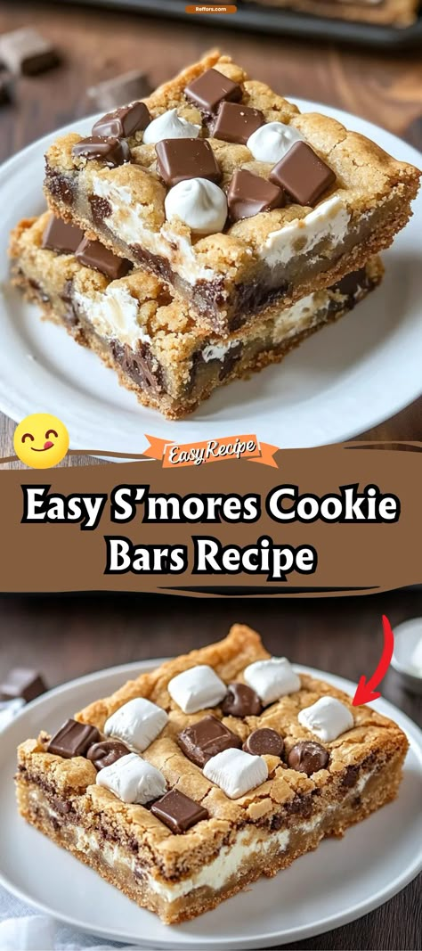 Experience the classic taste of campfire s'mores in a new form with these S'mores Cookie Bars. Combining gooey marshmallows, rich chocolate, and crunchy graham crackers with a soft cookie base, these bars offer a delightful twist on the traditional s'more. Perfect for parties, picnics, or a cozy night in, they're a surefire way to satisfy your sweet tooth. #SmoreFun #BakingMagic #TreatYourself Graham Cracker Cookie Dough, Smores Cookies Bars, Crumble Cookie Recipe, Crumble Cookie, Family Desserts, Chocolate Topping, Cookie Bar Recipes, Decadent Desserts, Dessert Bars