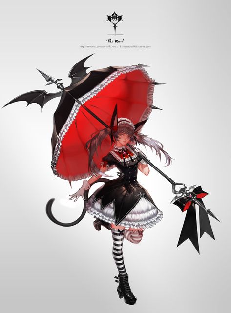 The spearman kimyunho0@naver.com Goth Maid Outfit, Gothic Maid Outfit, Porcelain Maid Vtuber Fanart, Gothic Maid Anime, Goth Manga Girl, Gothic Drawings, Female Drawing, Fantasy Races, Creepy Art