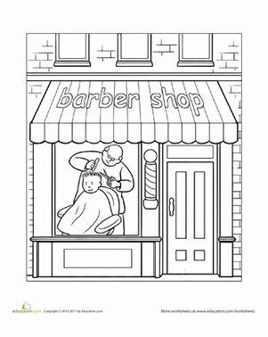 Paint the Town: Barber Shop Local Barber Shop, Floors Laminate, Kid Furniture, Community Places, Barber Haircuts, Coloring Worksheets, Salon Names, Community Helper, Small Cafe