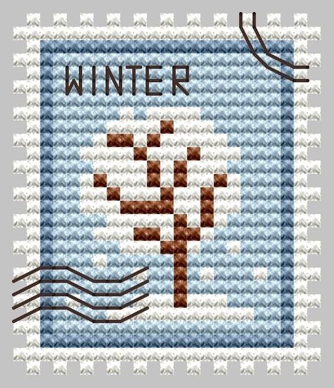 Winter Postage Stamp cross stitch chart designed by Kate Spiridonova.  ATTENTION! Fabric and threads are not included! Cross stitch charts are intended for personal use only and can't be distributed any way. Stamp Cross Stitch, Sweater Ornaments, Stitching Ideas, 2023 Year, Cross Stitch Freebies, Stitch Sweater, Winter Cross Stitch, Mini Cross Stitch, Mini Cross