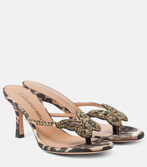 Blumarine | Shop at Mytheresa Blumarine Butterfly, Cheetah Print Heels, Leopard Print Sandals, Shoes Outfit Fashion, Mid Heel Sandals, Boot Jewelry, Only Shoes, Evening Shoes, Brown Sandals