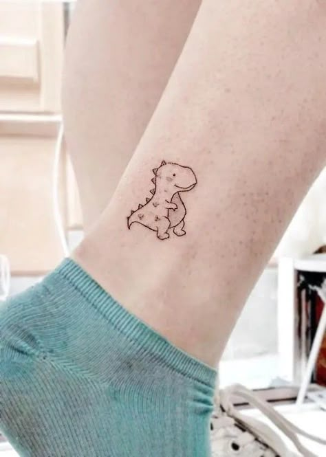 Tiny T-rex Tattoo, Small Animal Tattoo Ideas, Small Animal Tattoo, T Rex Tattoo, Small Cartoon, Our Mindful Life, Animal Tattoo Ideas, Petit Tattoo, Dinosaur Tattoos