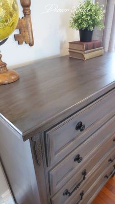 Dresser Painting, Glaze Furniture, Gray Dresser, General Finishes Milk Paint, Grey Dresser, Furniture Rehab, Distressed Furniture, Chalk Paint Furniture, Refurbished Furniture