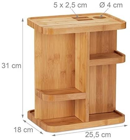 Wooden Makeup Organizer, Wooden Shelf Design, Makeup Storage Drawers, Bamboo Bathroom, Closet Kitchen, Make Up Organiser, Bamboo Design, Plastic Organizer, Woodworking Projects That Sell