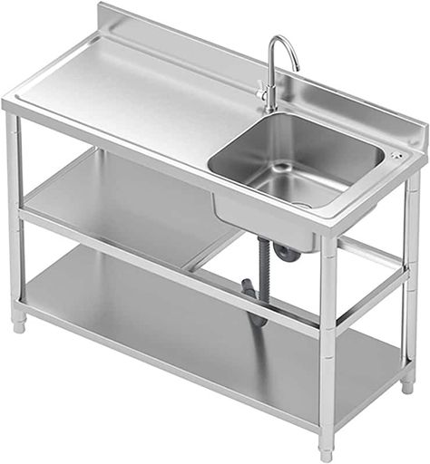 Amazon.com: Kitchen Sinks - Freestanding / Industrial / Single Bowl Kitchen Sinks / Kitchen ...: Tools & Home Improvement Industrial Kitchen Sink, Stainless Steel Kitchen Table, Stainless Steel Kitchen Design, Grill Stations, Sinks Kitchen, Metal Fabrication Tools, Coffee Roastery, Stainless Sink, Fabrication Tools