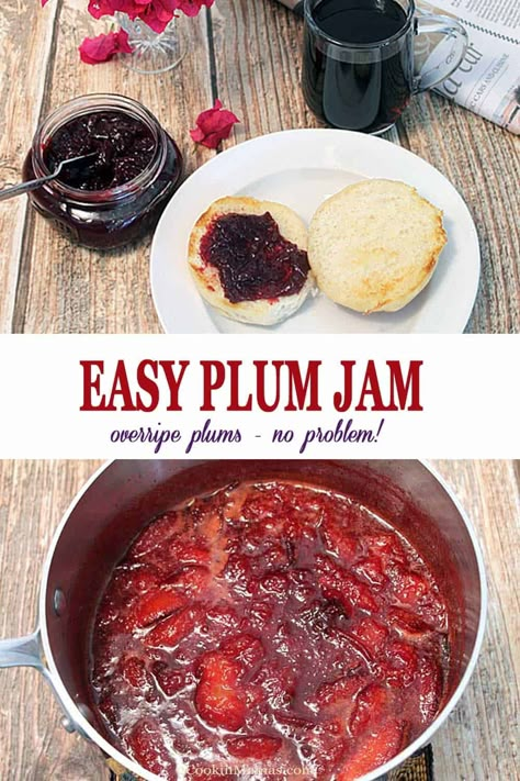 Over ripe plums? No problem! Our sweet & delicious plum jam is so easy to make you'll wonder why you never made it before now. #plumjam #jam #homemadejelly #plums #recipe #breakfast via @2CookinMamas Plum Jam Recipe, Plum Jam Recipes, Easy Jam, Plum Recipes, Homemade Jelly, Freezer Jam, Plum Jam, Recipe Breakfast, Jam And Jelly