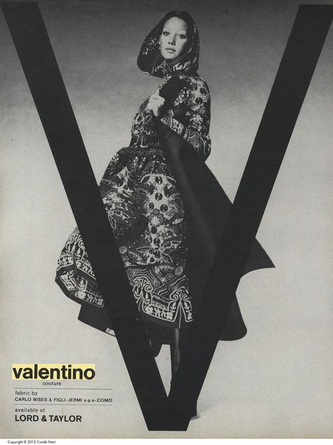 Valentino in Vogue magazine for Lord & Taylor store (1970) 1970 Vogue, Vogue 1970, Vintage Fashion 70s, Marisa Berenson, Valentino Collection, Fashion 70s, 70’s Fashion, Disco Dress, 1970s Dresses