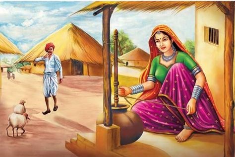 Farmer Painting, Village Scene Drawing, Village Drawing, Festival Paint, Village Painting, Rajasthani Painting, Personalize Gifts, Rajasthani Art, Ganesh Art Paintings