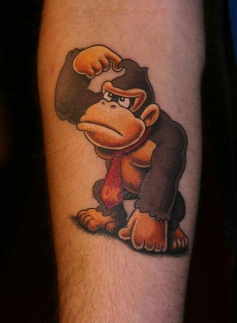 Donkey Kong Tattoo, Kong Tattoo, Super Mario Tattoo, Don King, Mario Tattoo, Tattoos And Meanings, Donkey Kong Country, Facial Tattoos, Looney Tunes Characters