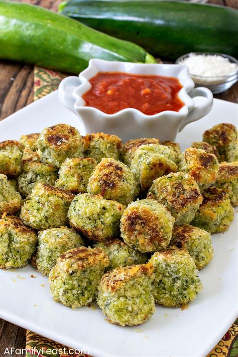 Baked Zucchini Tots - A Family Feast Zucchini Tots Recipe, Family Feast Recipes, Summer Vegetable Recipes, Italian Seasoning Recipe, Garden Zucchini, Zucchini Tots, Feast Recipes, Zucchini Cheese, No Cook Appetizers