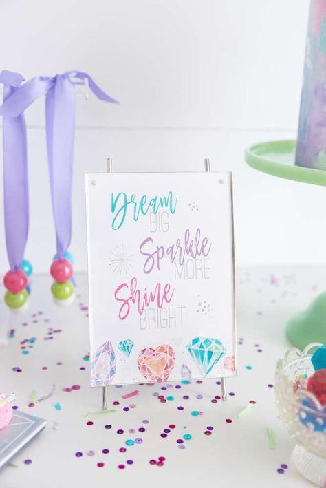 Gems & Jewels Party Birthday Party Ideas | Photo 1 of 46 Gem Themed Party Decor, Gems And Jewels Birthday Party, Gems Birthday Party, Diamonds Are Four Ever Birthday, Holistic Party Ideas, Jewelry Theme Party Ideas, Crystal Gem Birthday Party, Jewel Birthday Party, She’s A Gem Birthday Party