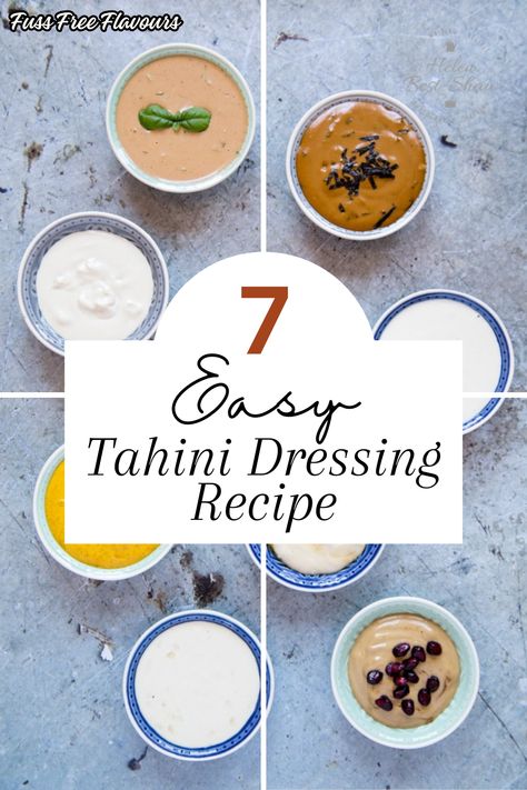 Try this basic and easy Tahini Dressing Recipe and these seven delicious variations for a creamy, dreamy, delicious accompaniment to all sorts of salad. Tahini Hot Sauce, Curry Tahini Dressing, Tahini Apple Cider Vinegar Dressing, Tahini Dressing For Salad, Easy Tahini Dressing, Maple Tahini Dressing, Southwest Dressing, How To Make Tahini, Basic Dressing