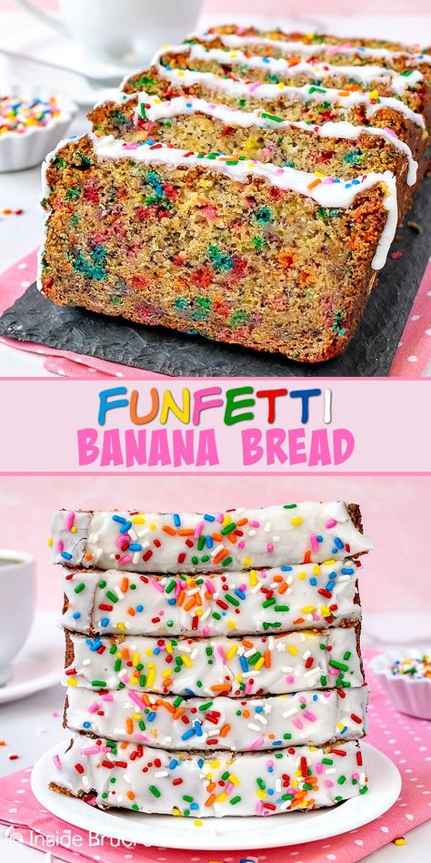 Funfetti Banana Bread, Fun Banana Bread Recipes, Sour Cream Banana Bread, Fancy Foods, Best Homemade Bread Recipe, Funfetti Cake Mix, Homemade Bagels, Amazing Desserts, Chocolate Banana Bread