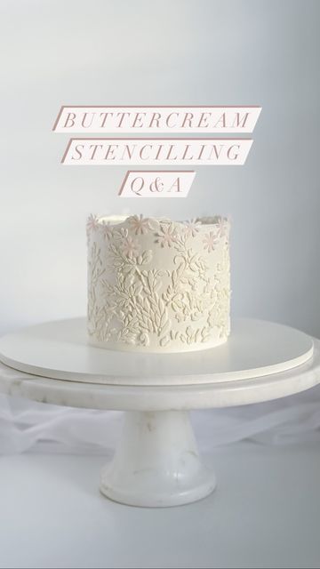 June l Cake Decorating Instructor on Instagram: "Made this lil cake for my daugher’s smash cake photoshoot. Wanted simple but delicate & felt like adding this stencil was just the right touch 🥺 Have any stencil questions? Ask me in the comments! Roial Cascade Stencil by @cakesbyangelamorrison #cake #cakedecorating #stencilcake #caketutorial #cakevideo #cakereels #bayareacakes #sfcakes #smashcake #smashcakeideas #satisfyingvideos #firstbirthdaycake #cakestencil" Cake Stencil Designs, Stencilled Cake, Stencil Cake, Geometric Cake, Cake Photoshoot, Cake Stencil, Smash Cake Photoshoot, Cake Videos, Cake Tutorial