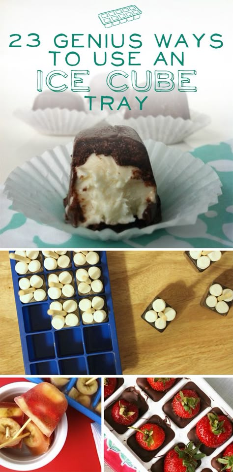 23 Genius Ways To Use An Ice Cube Tray, These are genius, and many of them involve desserts...brilliant! Snacks Für Party, Ice Cube Tray, Frozen Treats, Sweets Treats, Marshmallows, Ice Cube, Chocolate Covered, Yummy Treats, Cooking Tips