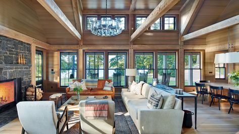 KATHERINE LAKE RETREAT - Albertsson Hansen Architecture and Interior Design Wisconsin Cabin, Midwest Home, Lake Retreat, Lodge Room, Building Remodeling, Rustic Retreat, House Blend, Traditional Exterior, Living Magazine