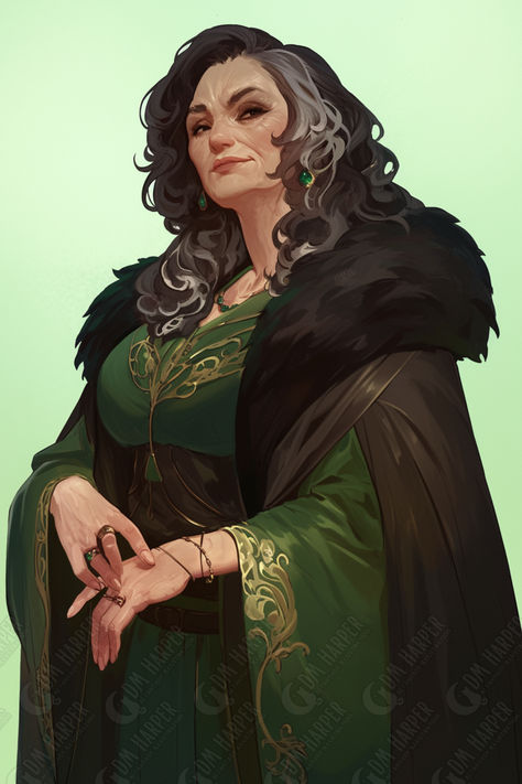 Lady Velrosa Nanda, High Steward of Nightstone, Lawful Good Human Noble (Storm King’s Thunder) D&d Half Elf, Older Lady Character Design, Delta Green Character Art, Character Design Old Lady, Noble Woman Character Design, Evil Queen Character Design, Dnd Old Lady, Dnd Human Character Art, Fantasy Noble Art