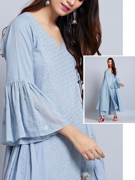 The Loom Designs For Dresses Pakistani, Sleeves Designs For Dresses Pakistani, डिजाइनर कपड़े, Dresses Pakistani, Kurti Sleeves Design, Frock Fashion, Simple Kurti Designs, Gaun Fashion, Long Kurti Designs