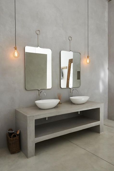 Concrete Bathroom Vanity, Bathroom Decor Modern, Cement Bathroom, Bathroom Wall Colors, Tranquil Bathroom, Concrete Vanity, Ideas For Small Bathrooms, Ideas Bathroom Decor, Concrete Effect Paint