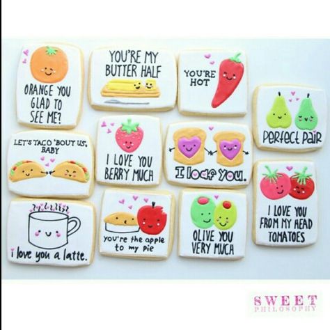 Punny Valentines sugar cookies! Valentines Sugar Cookies, Valentine Cookies Decorated, Valentine Cookie, Valentines Cookies, Punny Valentines, Valentine Sugar Cookies, Cookie Decoration, Orange You Glad, Valentine Ideas