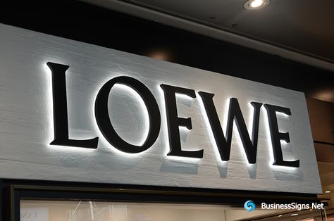 3D LED Backlit Signs With Powder Coated Stainless Steel Letter Shell And Visible Thickness Acrylic Back Panel For Loewe Backlit Letters, Backlit Signage, Channel Letter Signs, Small Business Signs, Office Signage, Metal Signage, Backlit Signs, Acrylic Signage, 3d Logo Design