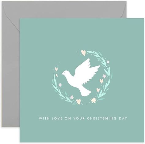 Old English Co. Dove Christening Day Greeting Card for Boy, Girl, Adults - Simple Floral Heart Dove Design Card - 'With Love On Your Christening Day' - Religious Faith Card | Blank Inside Envelope : Amazon.co.uk: Stationery & Office Supplies Baptism Greetings, Baptism Card, Baptism Cards, New Jobs, Miniature Gift, Neutral Design, Daughter Of God, Old English, Birthday Greeting Cards