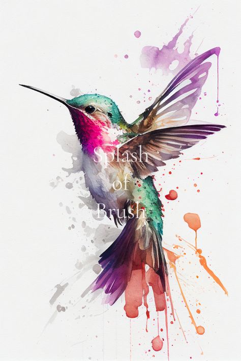 Watercolor Bird Tattoos For Women, Hummingbird Watercolor Painting, Hummingbird Watercolor, Hummingbird Pictures, Watercolor Hummingbird, Hummingbird Painting, Bird Watercolor Paintings, Animal Illustration Art, Drawing Prompts