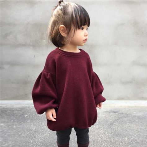 Baby Mode, Pull Bebe, Red Sweater, Kids Outfits Girls, Baby Outfits, Kids Sweater, Baby Sweaters