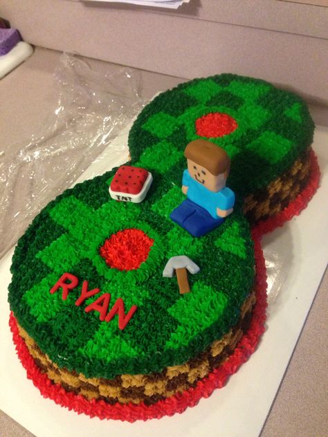 Minecraft number cake Number 8 Minecraft Cake, Minecraft Number Cake, Religious Cakes, 8 Birthday, Minecraft Birthday Party, Shaped Cake, Minecraft Cake, Number Cake, Minecraft Birthday