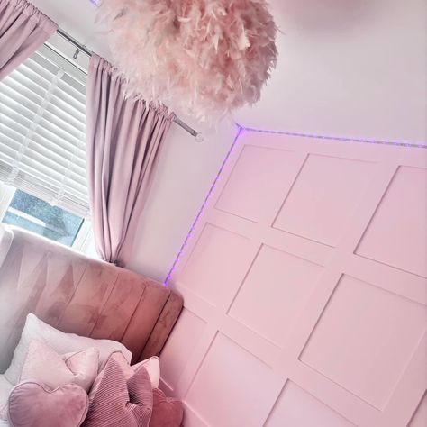 After building a partition wall to turn their 3 bed house into 4 bed, Keisha Alice Moffatt decorated her eldest daughter's single room - "She is over the moon💗💗" Pink paint - Farrow & Ball 'Middleton Pink', colour matched by B&Q #diy #onabudget #homedecor #bedroomideas #paintcolours #girlsroom 3 Bed House, Single Room, Pink Paint, Partition Wall, Pink Colour, Over The Moon, Farrow Ball, Girl's Room, 3 Bed