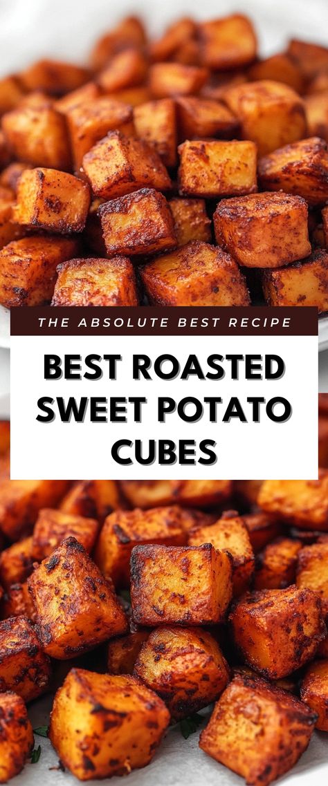 Image for Best Roasted Sweet Potato Cubes Sweet Potato Traeger, Baked Sweet Potato Chunks, Sweet Potato Cubes In Oven, Sweet Potato Cubes Recipes, Sweet Potato On Blackstone, Sweet Potato Chunks Baked, Baked Stuffed Sweet Potato, Cubed Sweet Potatoes Baked, Sweet Potato Squares