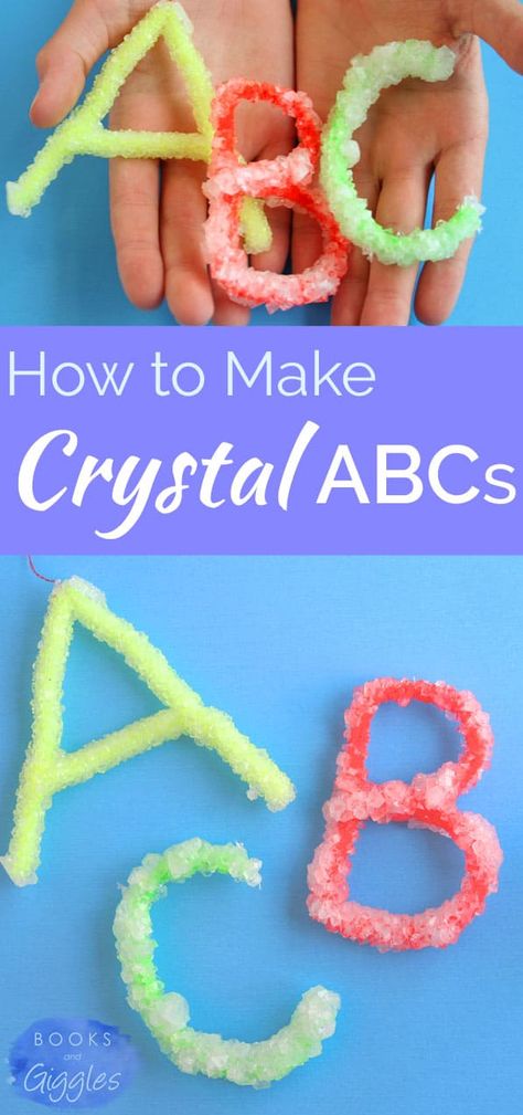 Crystal Letters, Borax Crystals, How To Make Crystals, Elementary Learning, Abc Activities, Learning Activities For Kids, Stem For Kids, Letter Activities, Kindergarten Science